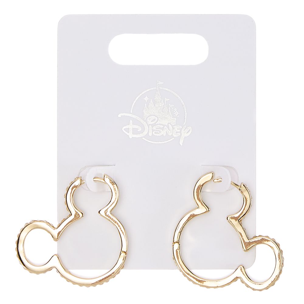 Mickey Mouse Icon Cubic Zirconia Hoop Earrings