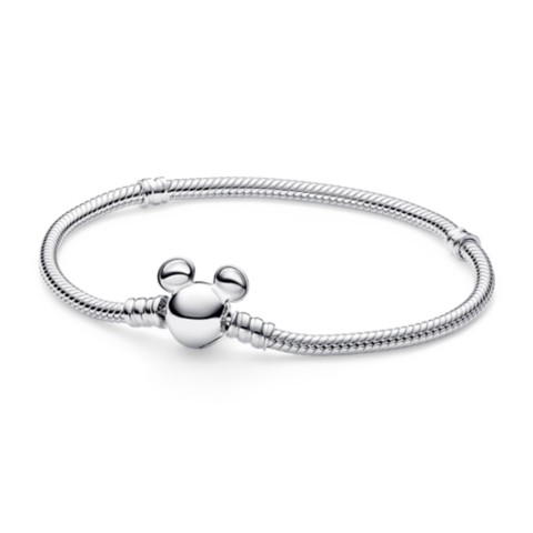 Pandora Jewelry Mickey Mouse Icon Snake Chain Bracelet by Pandora – Silver