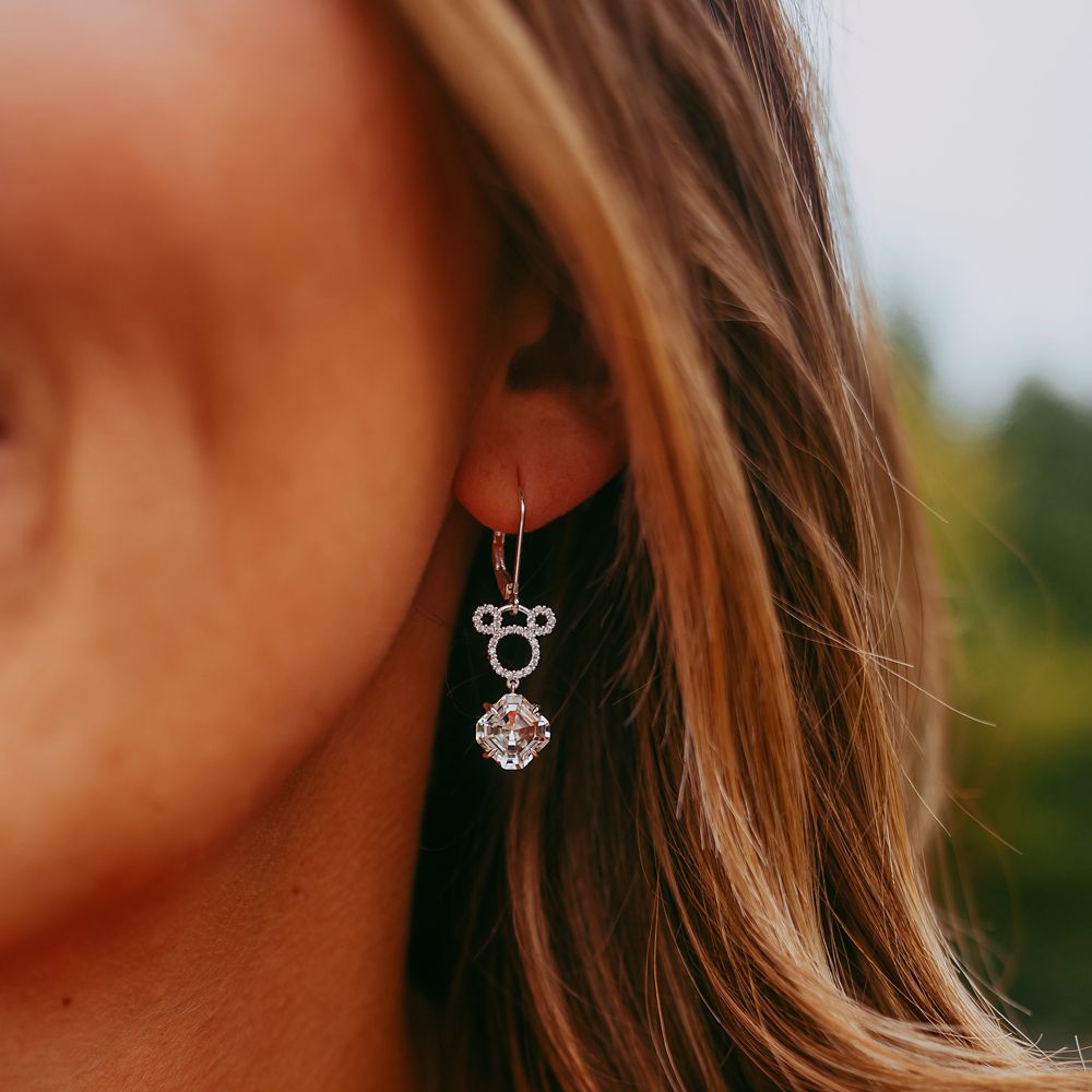 Mickey Mouse Icon Swarovski Crystal Drop Earrings by Rebecca Hook