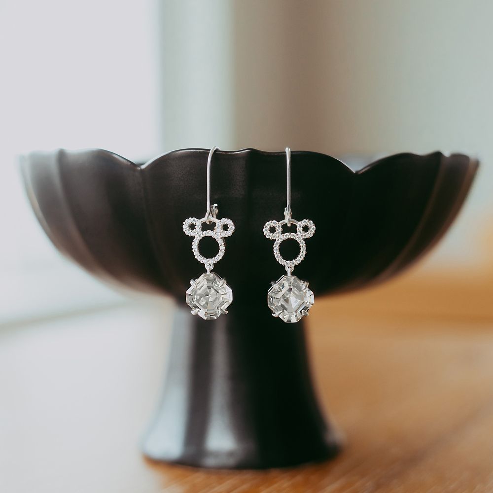 Mickey Mouse Icon Swarovski Crystal Drop Earrings by Rebecca Hook