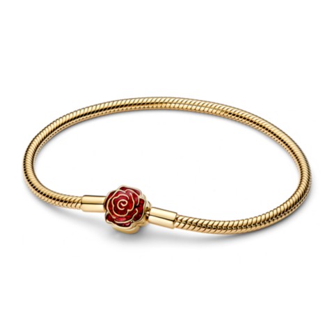 Pandora Jewelry Enchanted Rose Snake Chain Bracelet by Pandora – Beauty and the Beast
