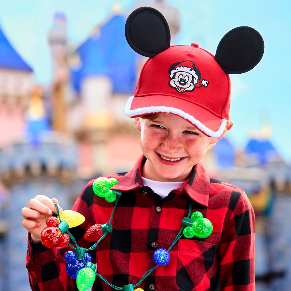Santa Mickey Mouse Holiday Baseball Ear Cap for Kids