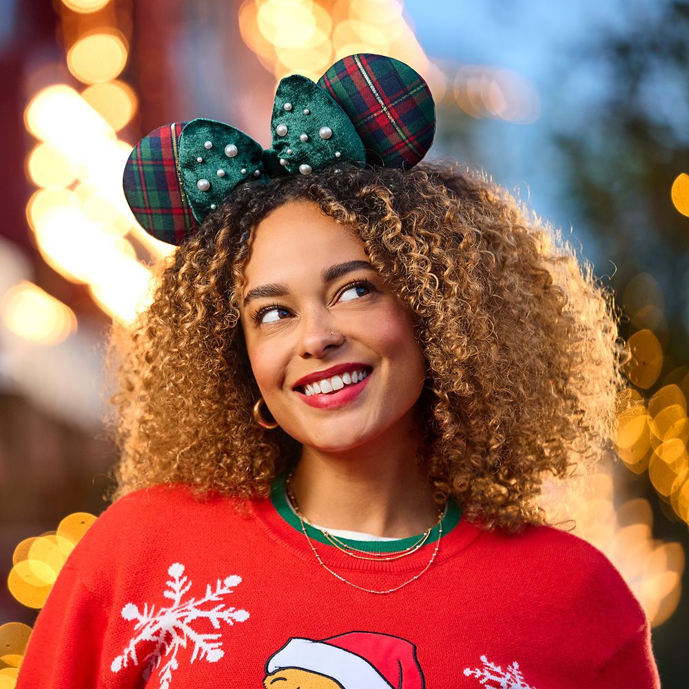Minnie Mouse Holiday Plaid Ear Headband for Adults