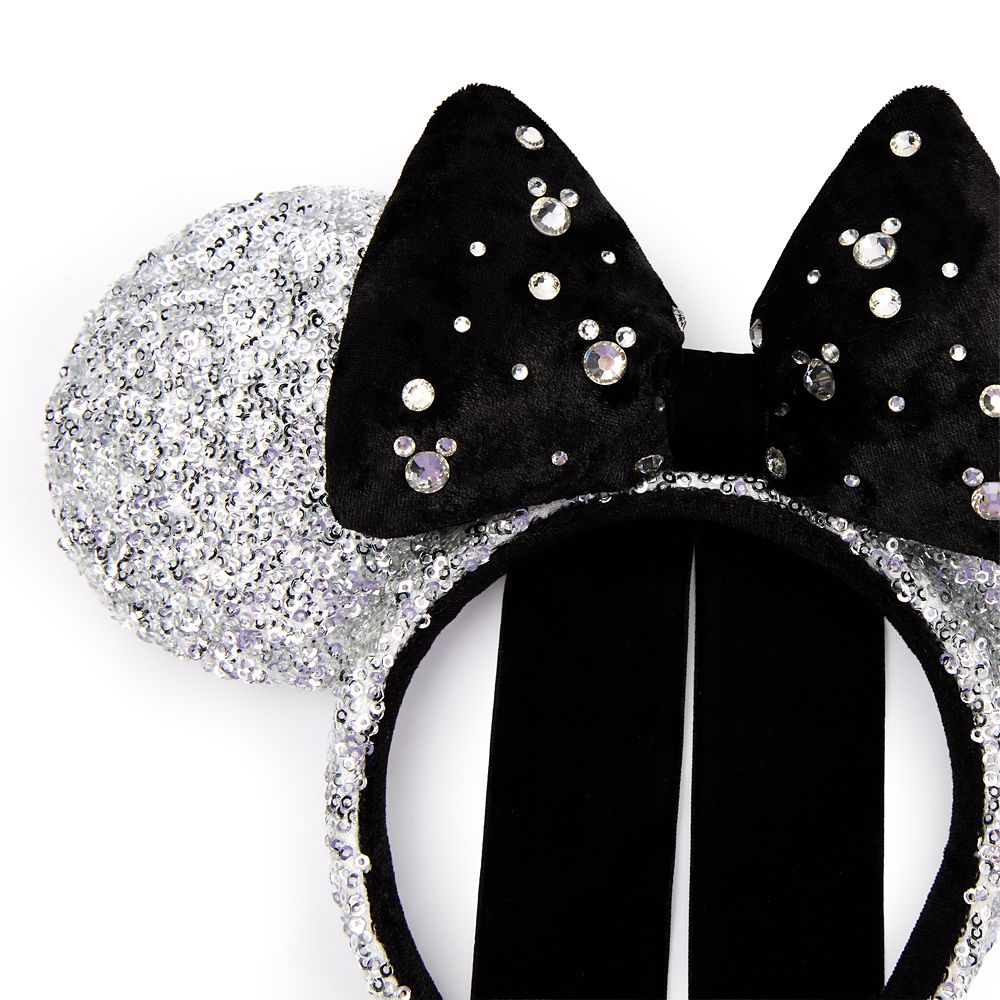 Minnie Mouse Sequined Ear Headband for Adults &ndash; Silver