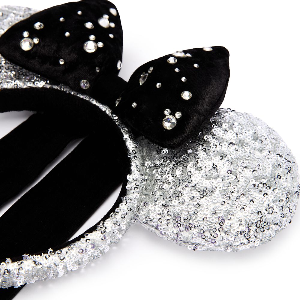 Minnie Mouse Sequined Ear Headband for Adults - Silver