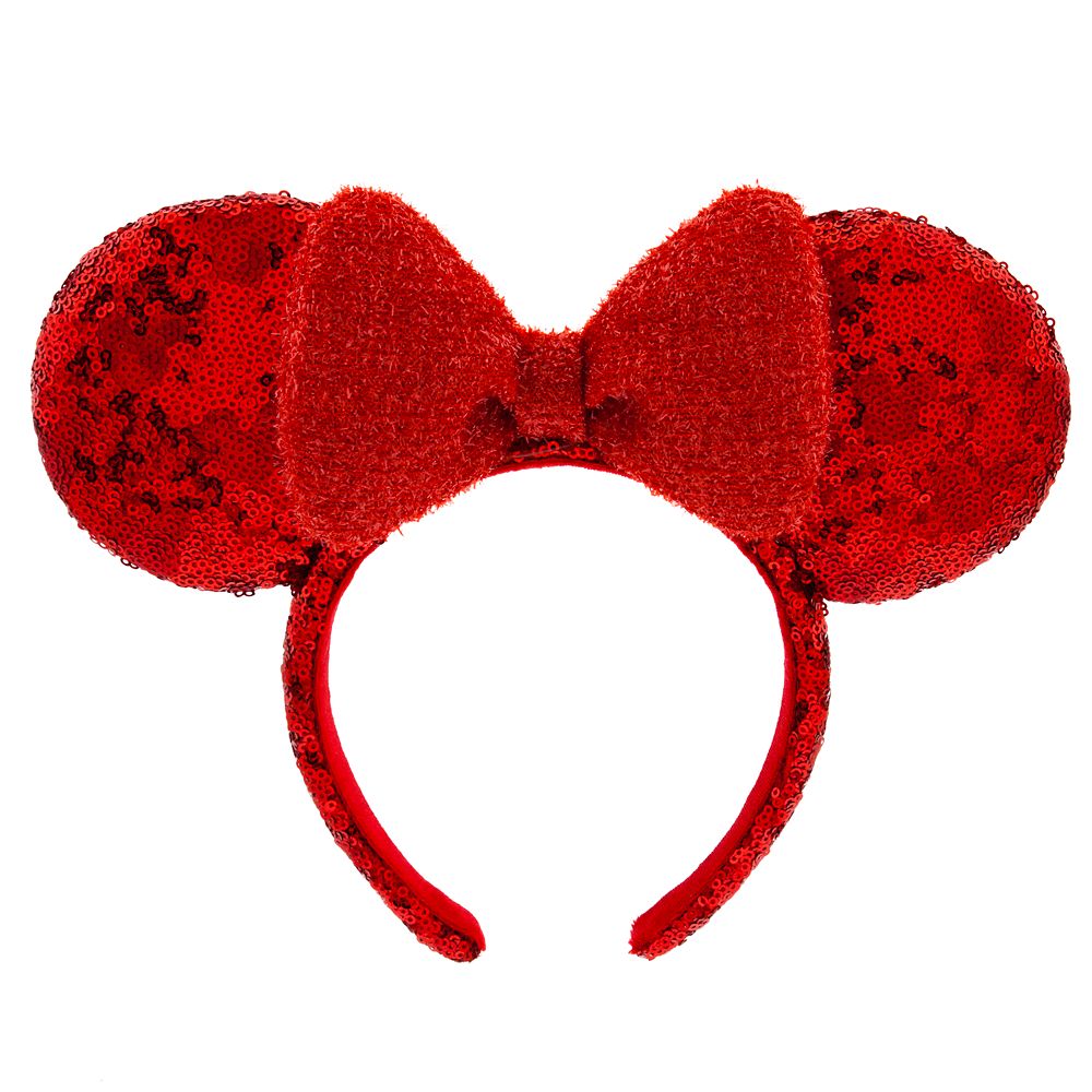 Minnie Mouse Sequined Ear Headband for Adults – Red