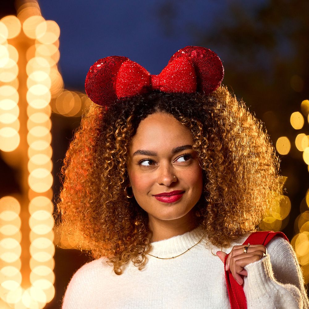 Minnie Mouse Sequined Ear Headband for Adults &ndash; Red