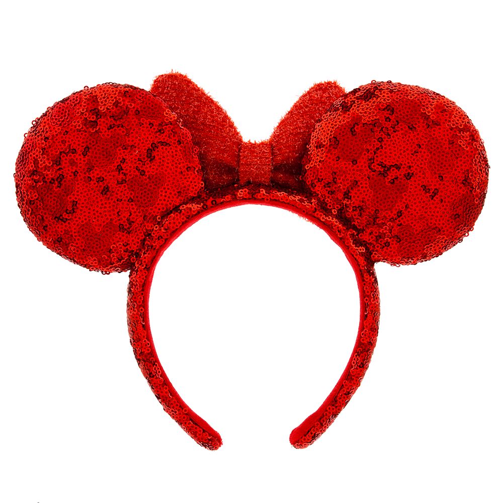 Minnie Mouse Sequined Ear Headband for Adults &ndash; Red