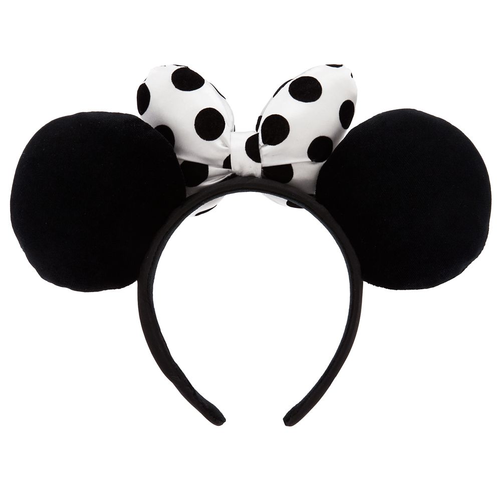 Minnie Mouse Ear Headband with Satin Bow for Adults &ndash; Black and White