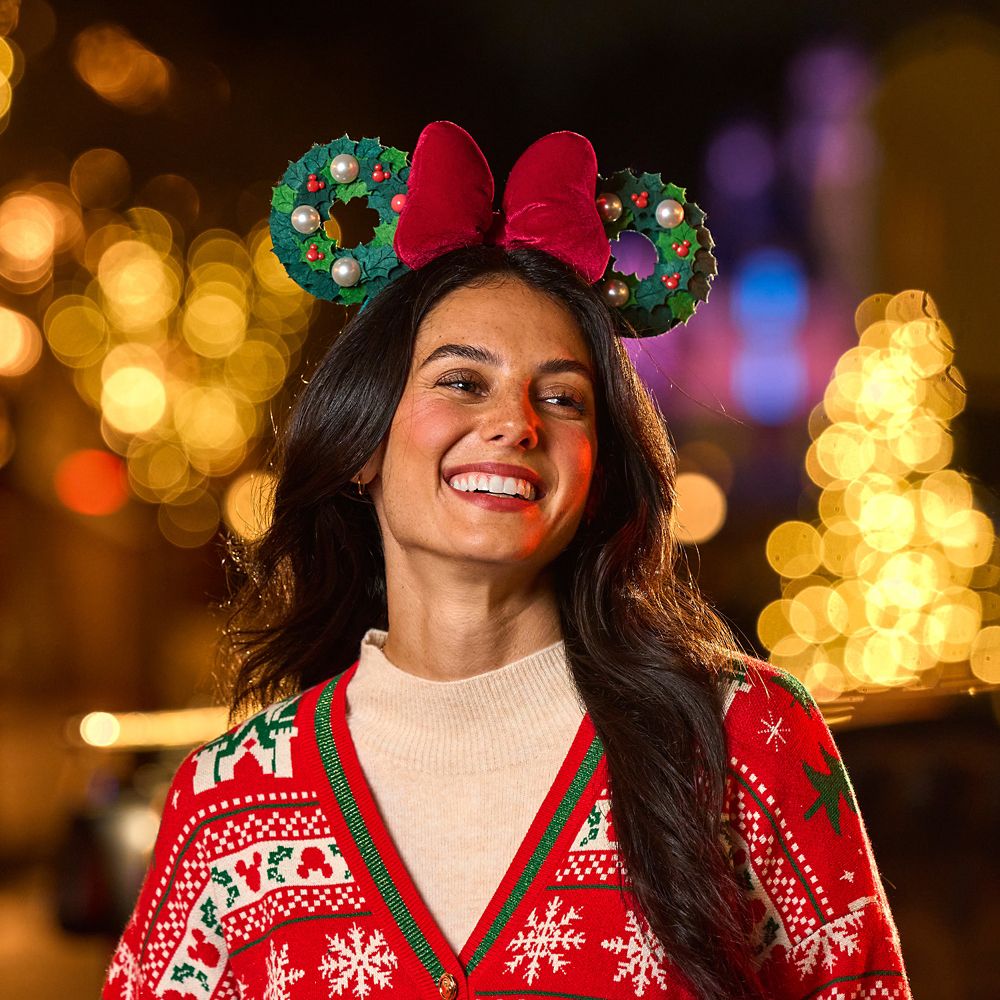 Minnie Mouse Holiday Wreath Ear Headband for Adults