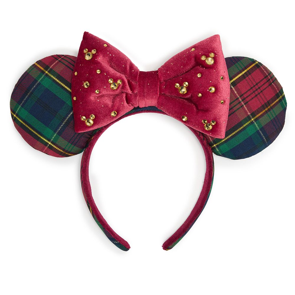 Minnie Mouse Plaid Holiday Ear Headband for Adults