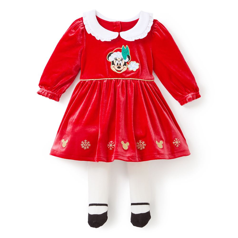 Santa Minnie Mouse Holiday Dress and Leggings Set for Baby