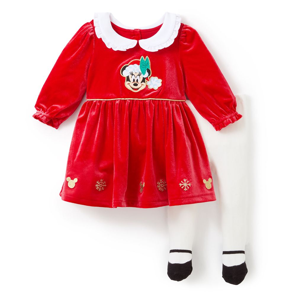 Santa Minnie Mouse Holiday Dress and Leggings Set for Baby