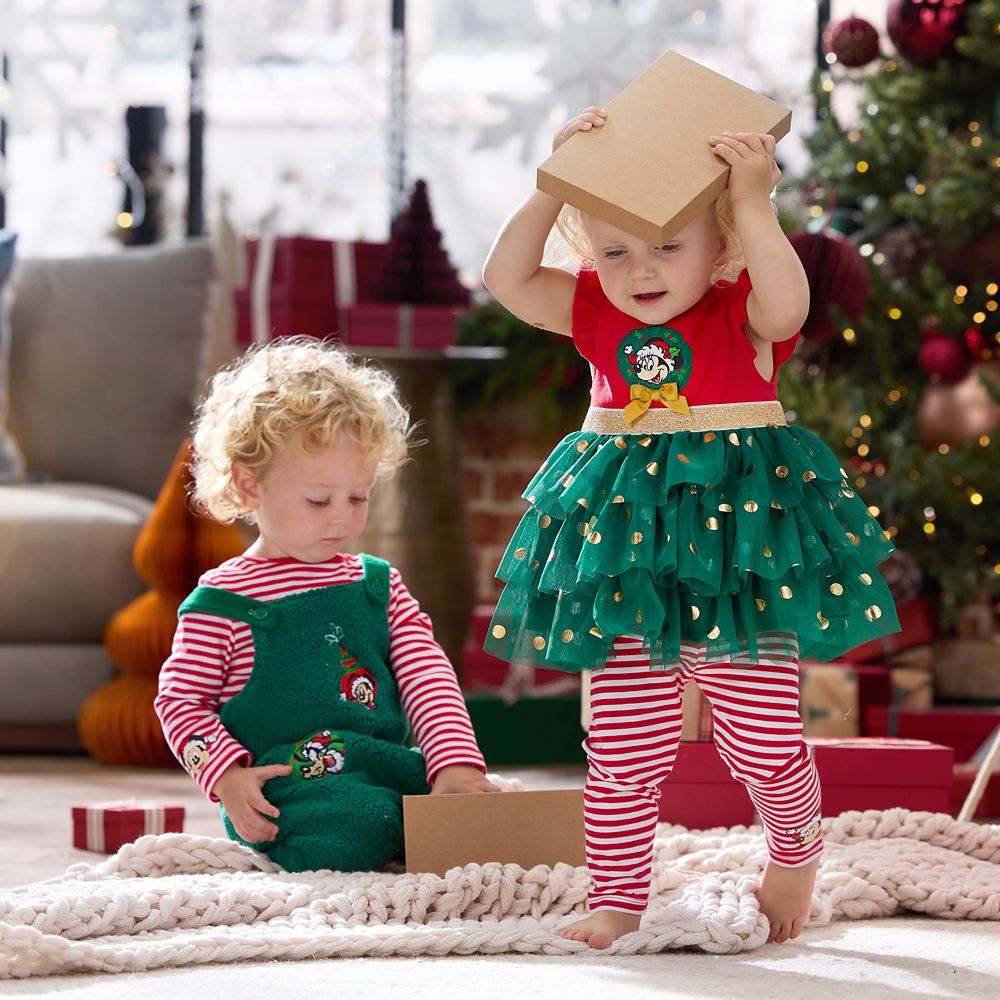Santa Minnie Mouse Holiday Dress and Leggings Set for Baby