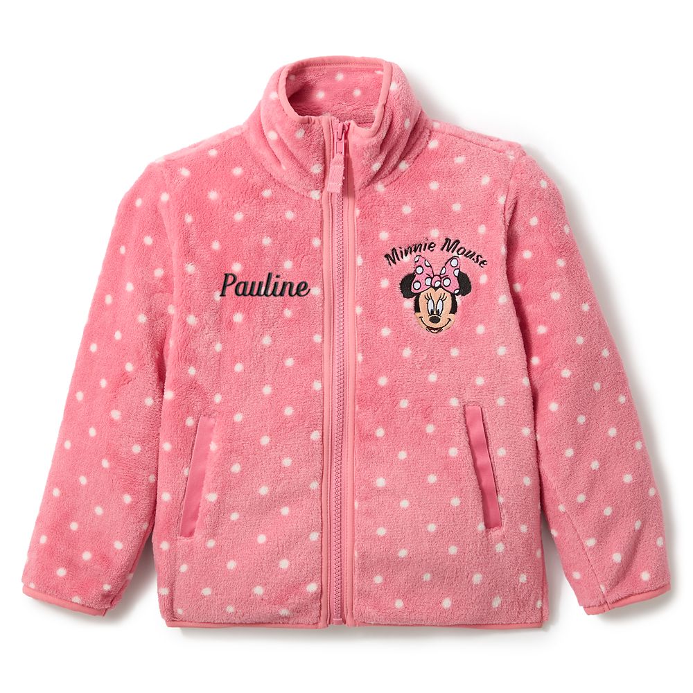 Minnie Mouse Zip Fleece Jacket for Girls Pink Personalized Official shopDisney