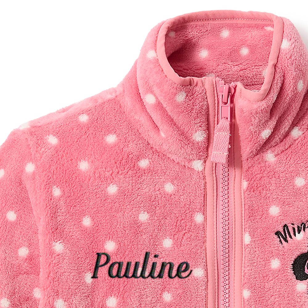 Minnie Mouse Zip Fleece Jacket for Girls - Pink - Personalized