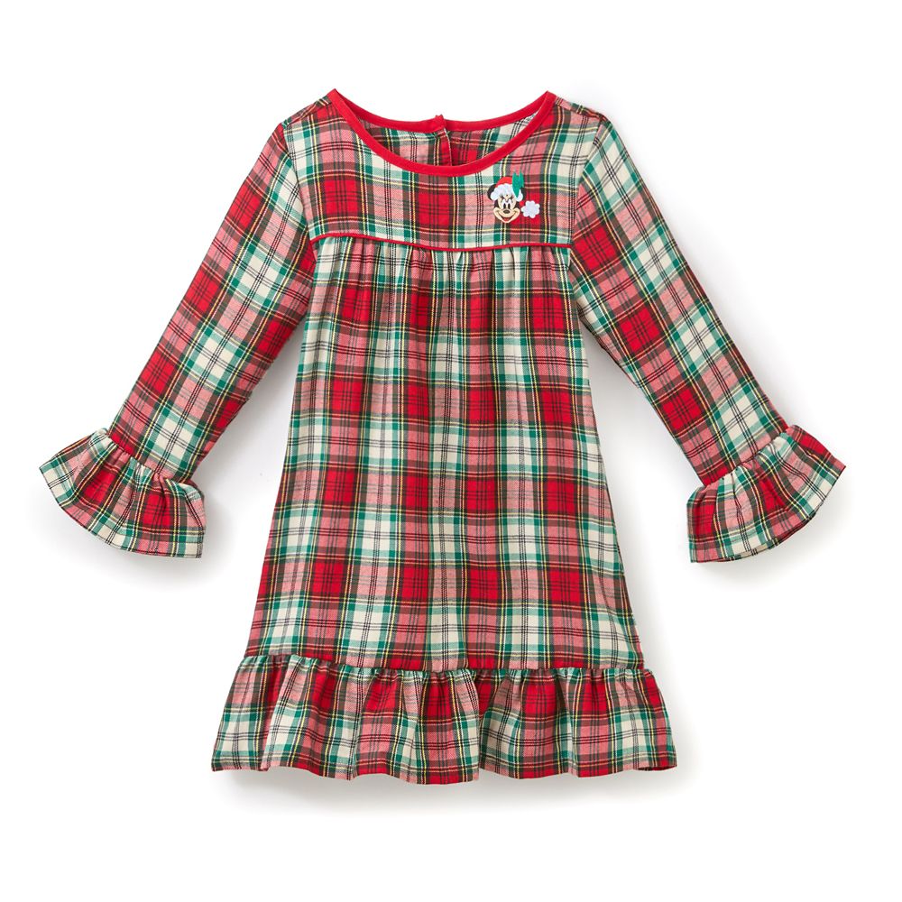 Santa Minnie Mouse Plaid Holiday Nightshirt for Girls
