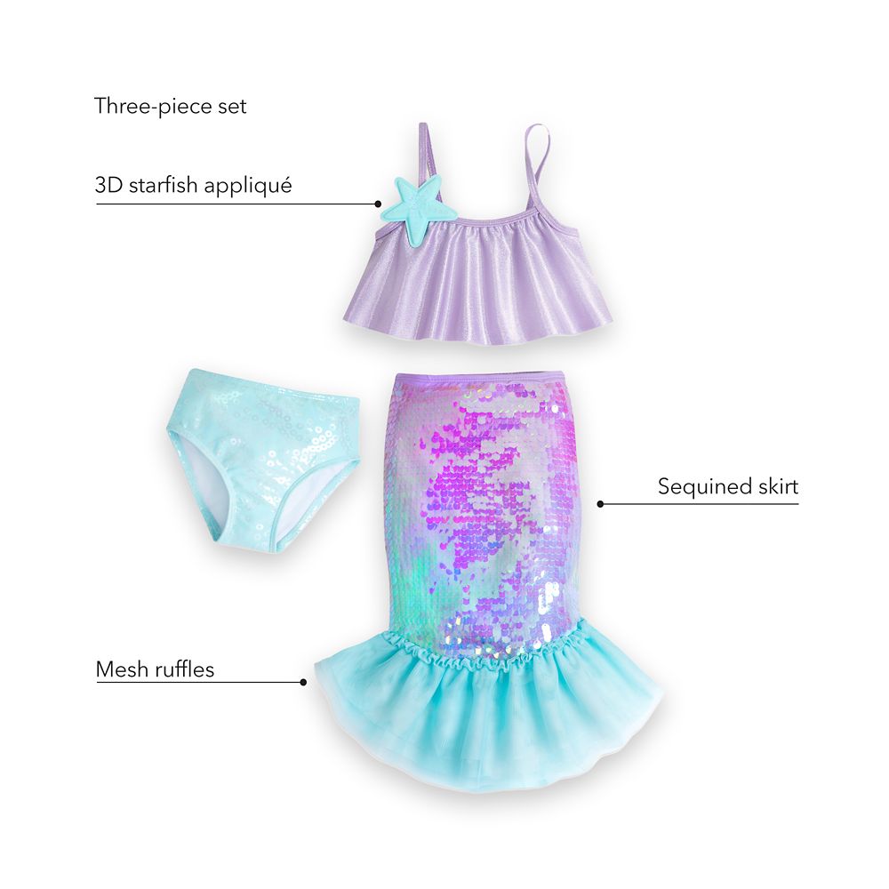Ariel Deluxe Swimsuit Set for Girls &ndash; The Little Mermaid