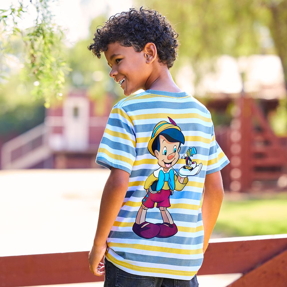 Pinocchio and Jiminy Cricket Striped T-Shirt for Kids | Disney Store