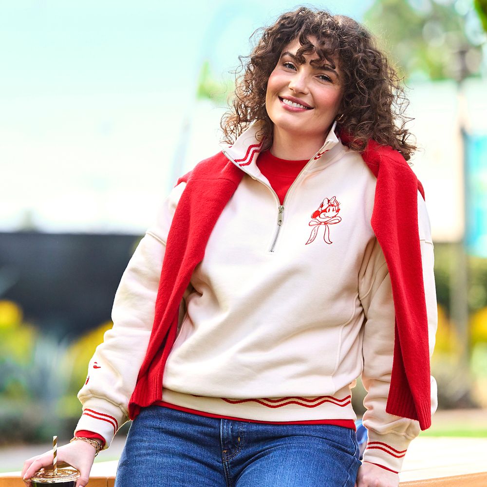 Minnie Mouse Bow 1/4 Zip Fleece Pullover for Women