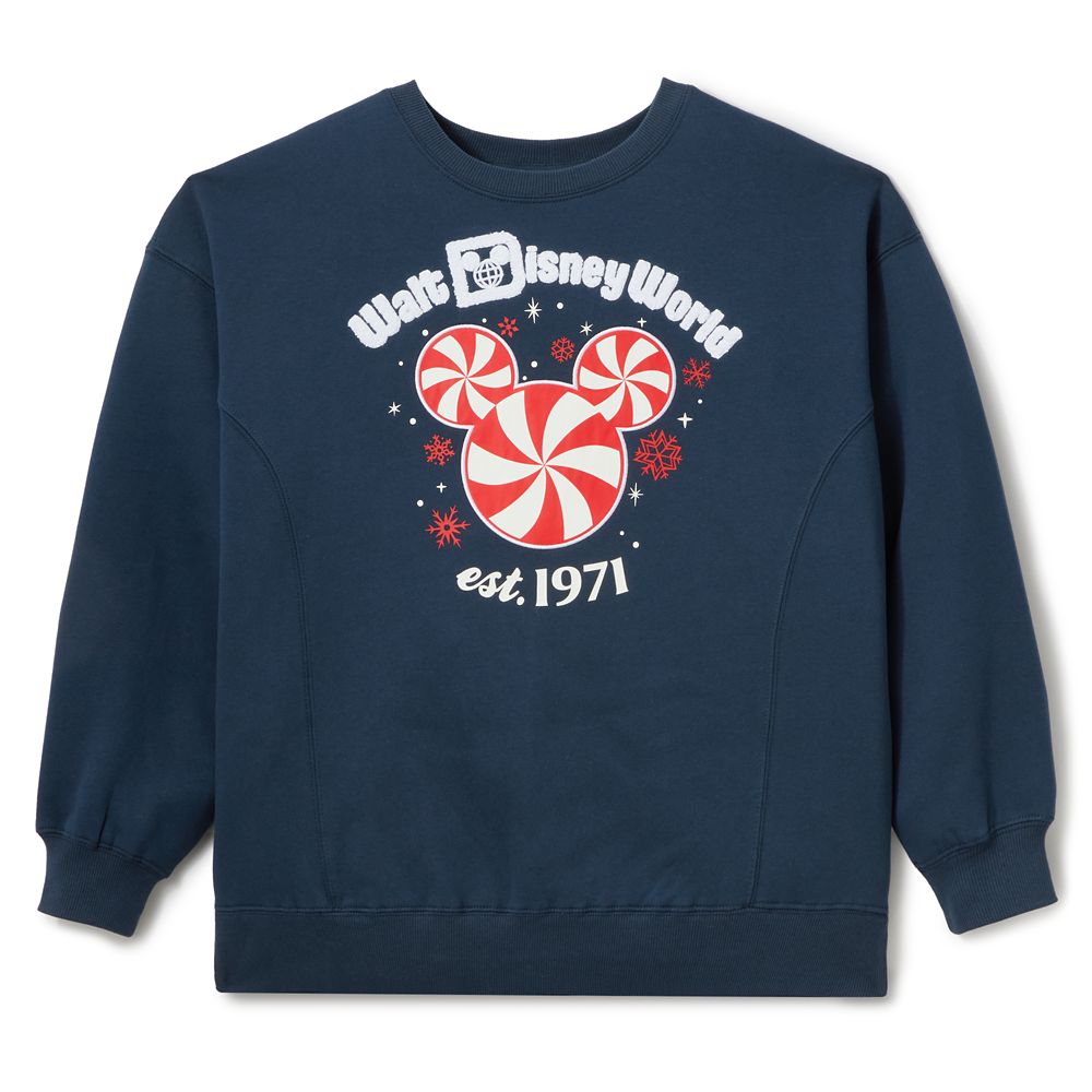 Mickey Mouse Icon Peppermint Swirl Holiday Pullover Sweatshirt Walt Disney World