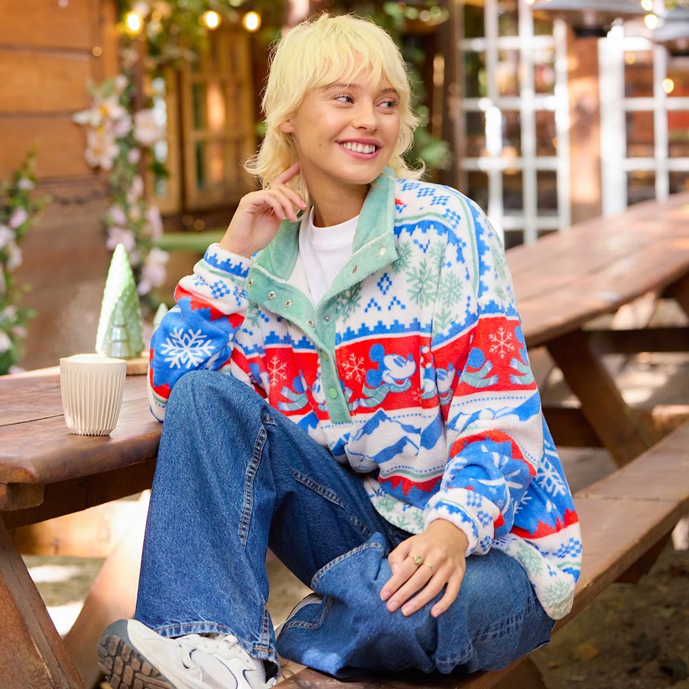 Mickey Mouse Winter Scenic Fleece Pullover for Women