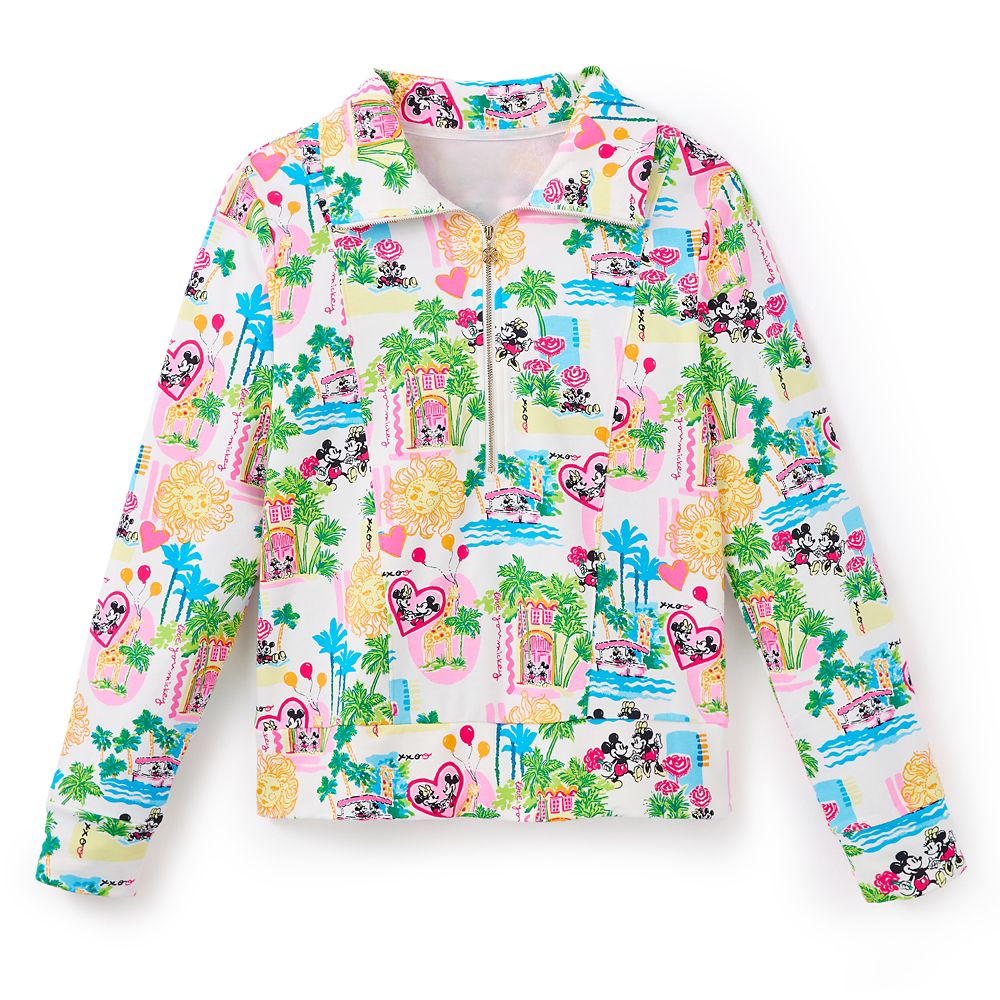 Mickey and Minnie Mouse Eleni Half-Zip Pullover for Women by Lilly Pulitzer Disney Parks