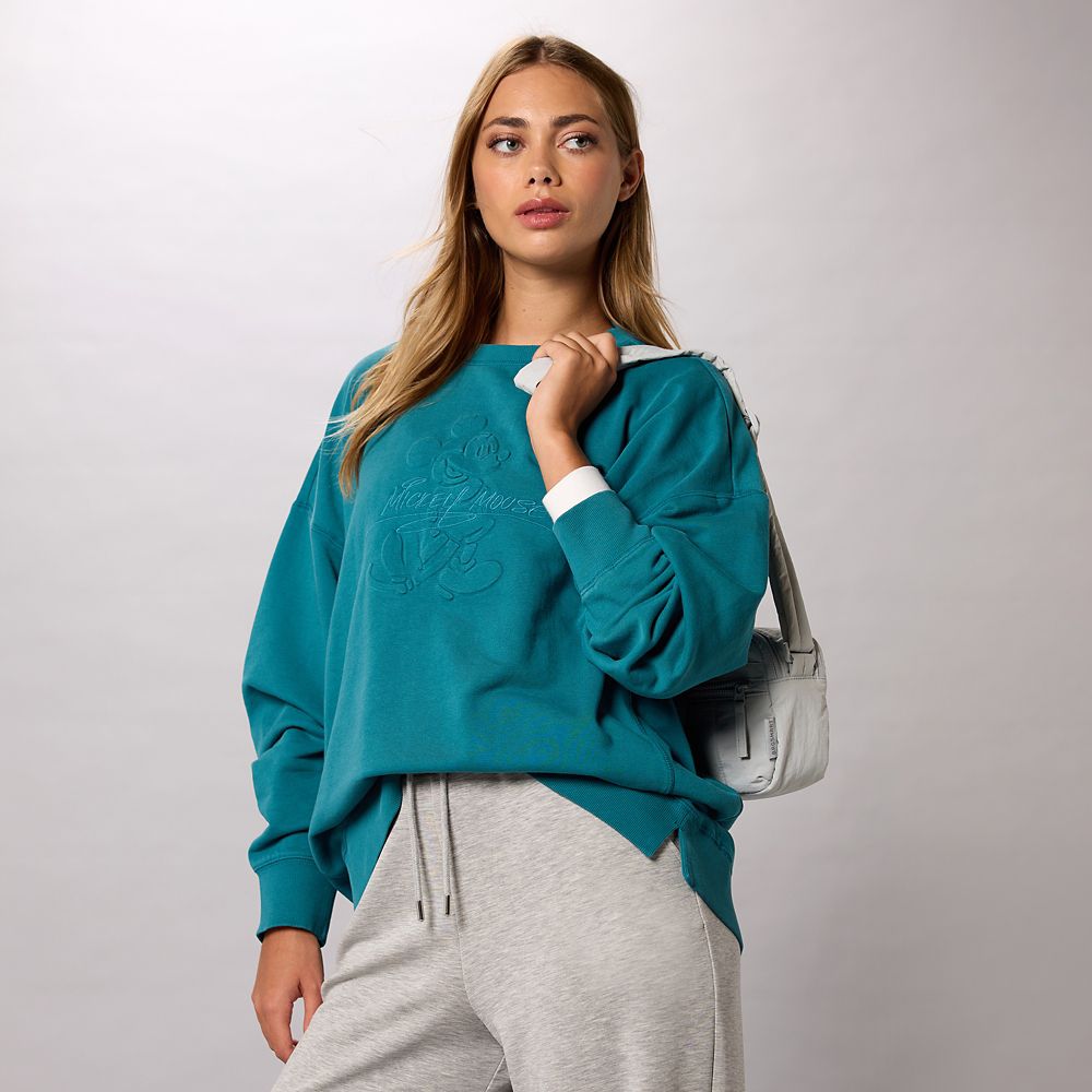 Mickey Mouse Pullover Sweatshirt for Women &ndash; Teal Green