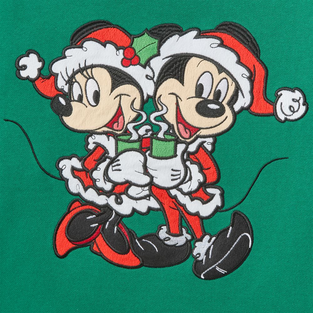 Santa Mickey and Minnie Mouse Holiday Pullover Sweatshirt for Women