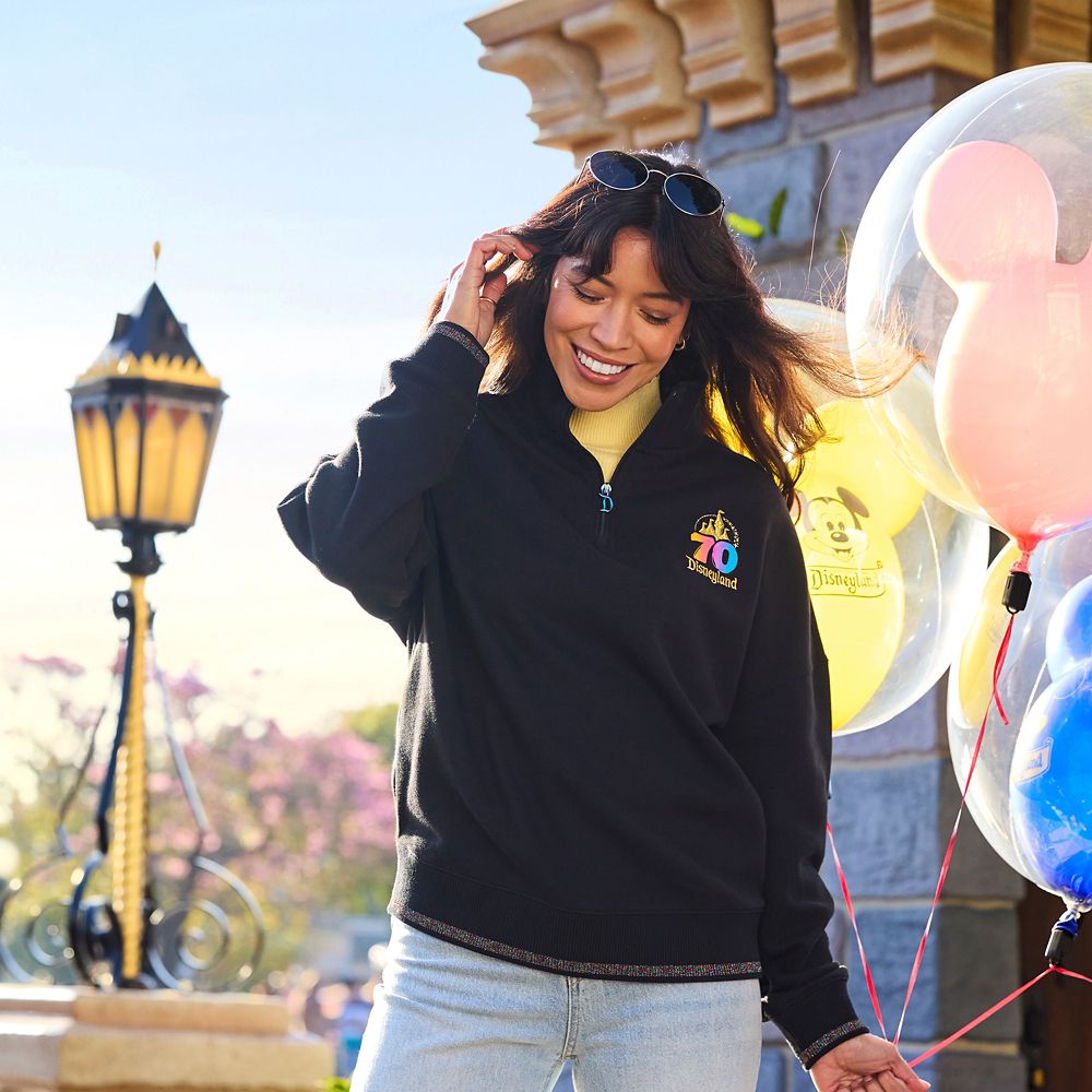 Disneyland 70th Anniversary 1/4 Zip Pullover Sweatshirt for Women