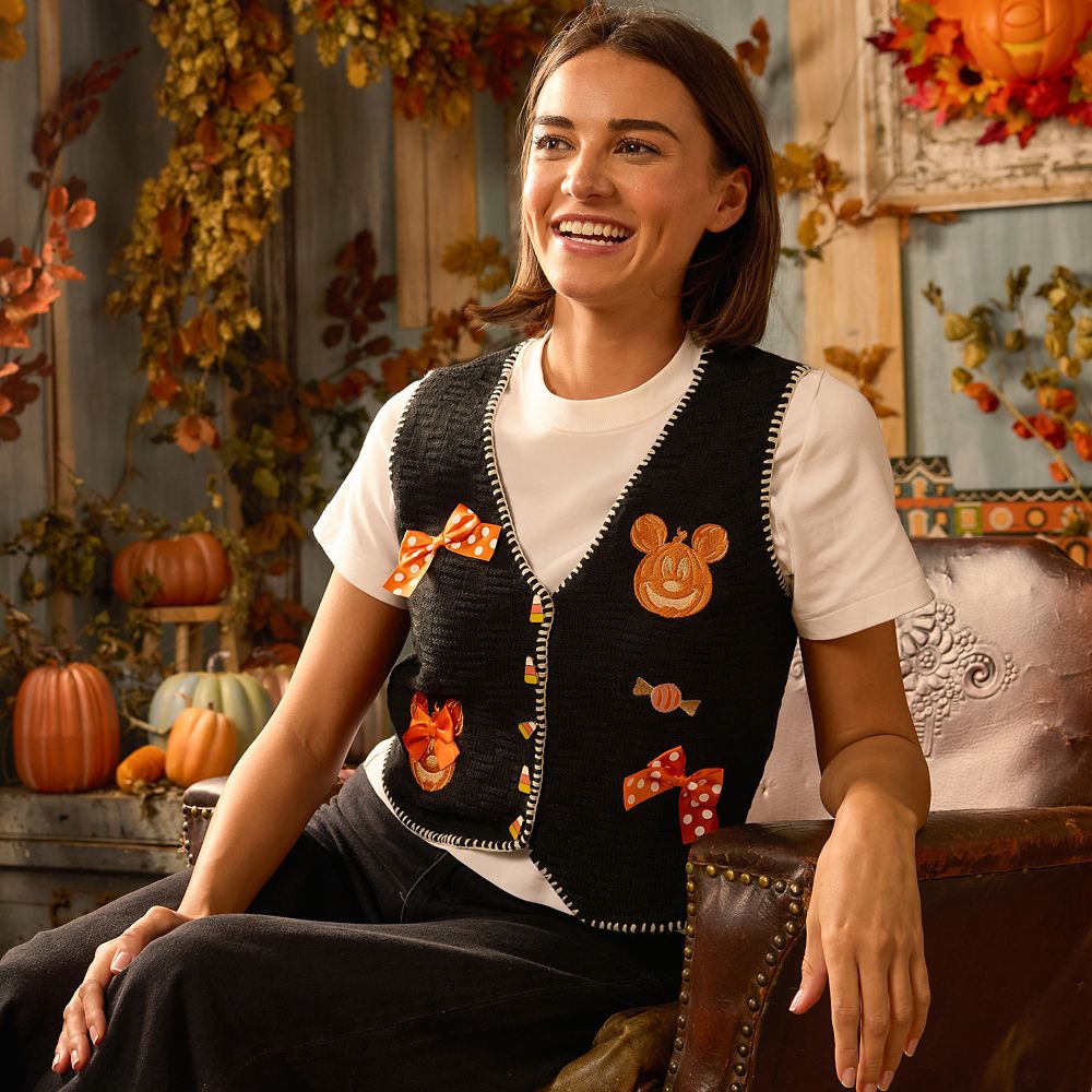 Mickey and Minnie Mouse Halloween Sweater Vest for Women by Her Universe