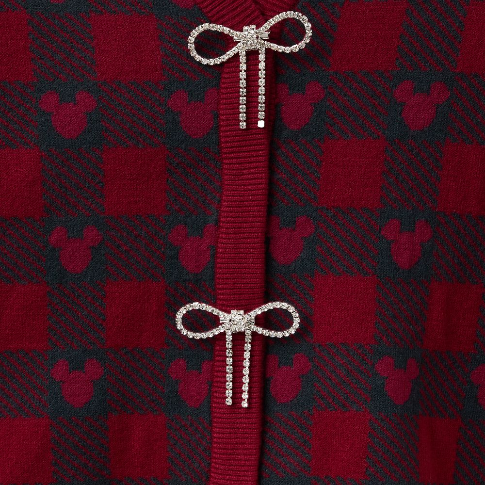 Mickey Mouse Icon Holiday Plaid Knit Cardigan Sweater for Women by Her Universe