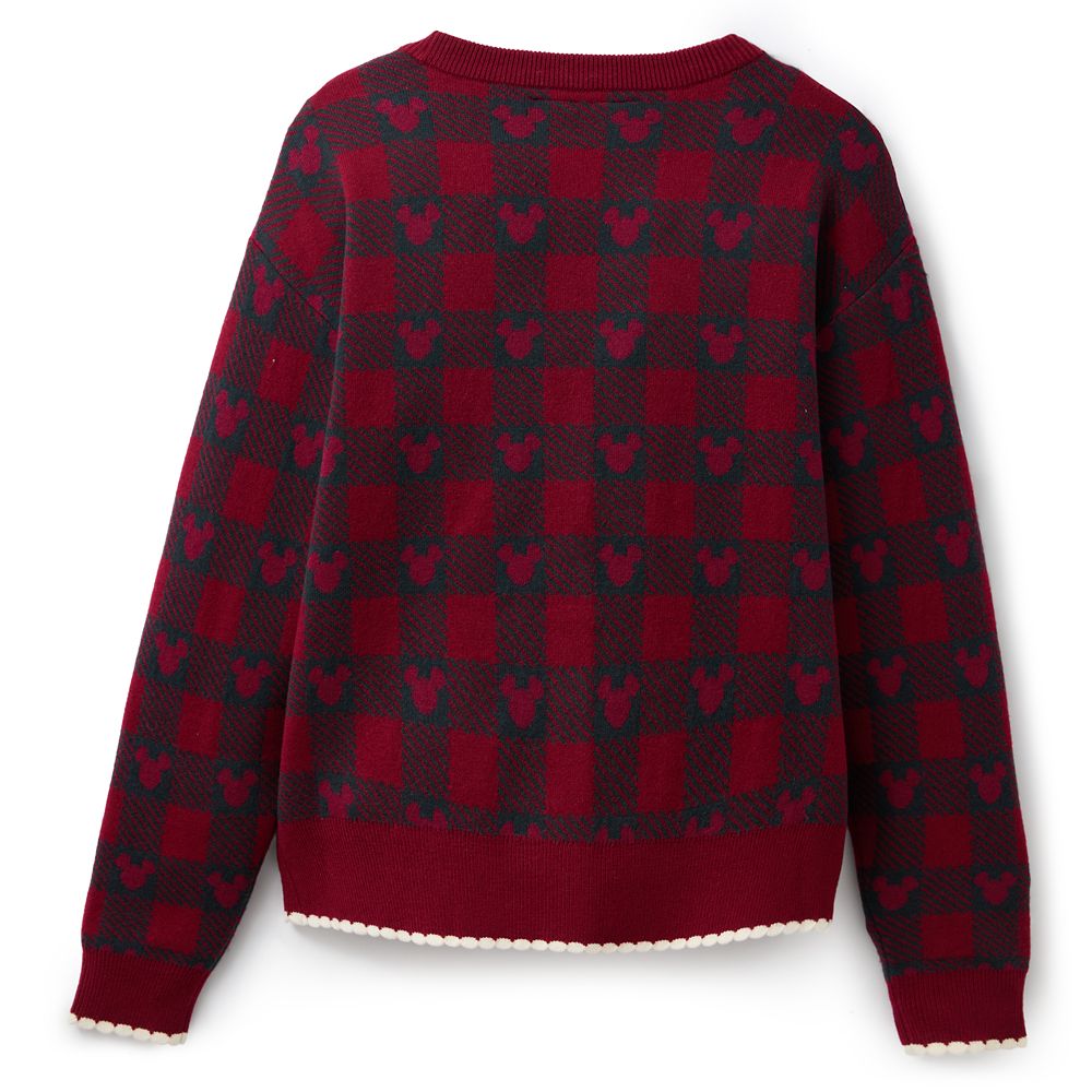 Mickey Mouse Icon Holiday Plaid Knit Cardigan Sweater for Women by Her Universe