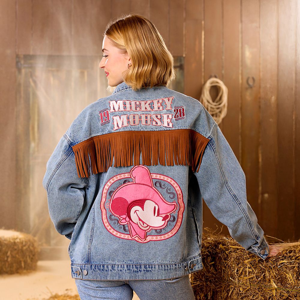 Mickey Mouse Fringed Denim Jacket for Women