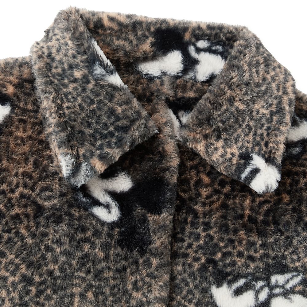 Mickey and Minnie Mouse Faux Fur Animal Print Coat for Women