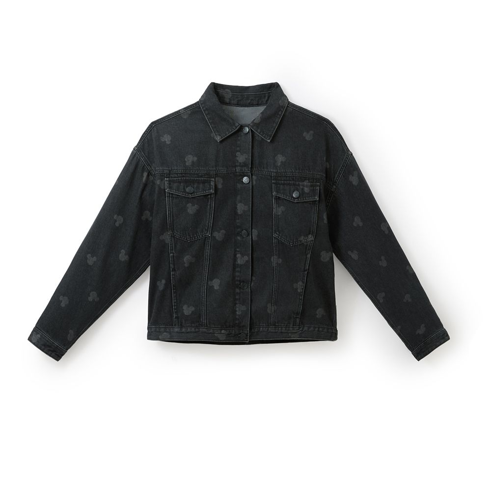 Mickey Mouse Icon Black Denim Jacket for Women