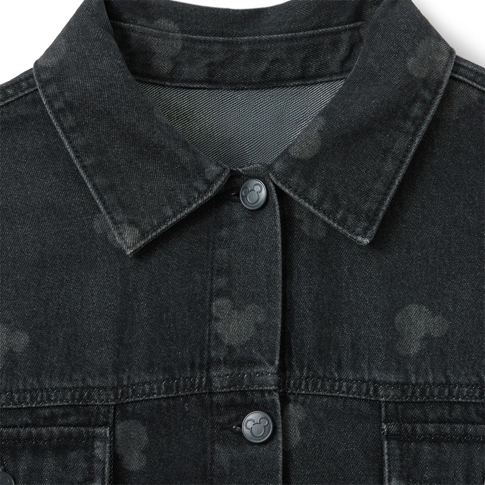 Mickey Mouse Icon Black Denim Jacket for Women