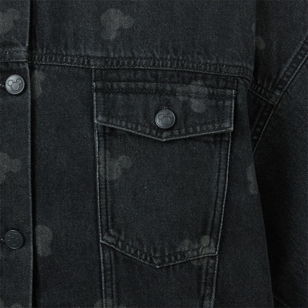 Mickey Mouse Icon Black Denim Jacket for Women