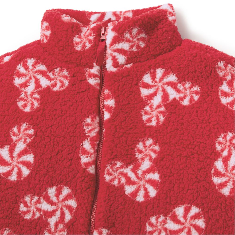 Mickey Mouse Icon Peppermint Swirl Sherpa Fleece Zip Jacket for Women