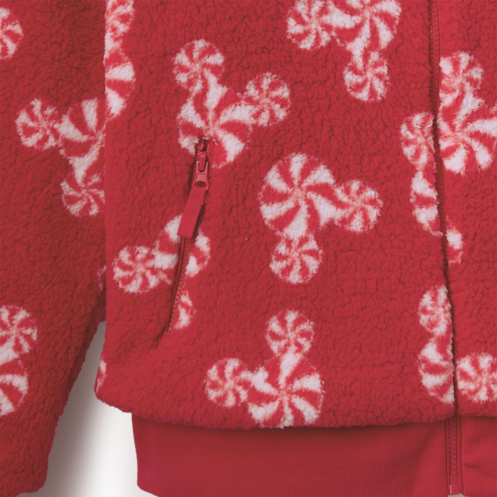 Mickey Mouse Icon Peppermint Swirl Sherpa Fleece Zip Jacket for Women