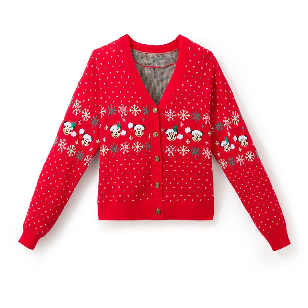 Mickey and Minnie Mouse Holiday Cardigan Sweater for Women