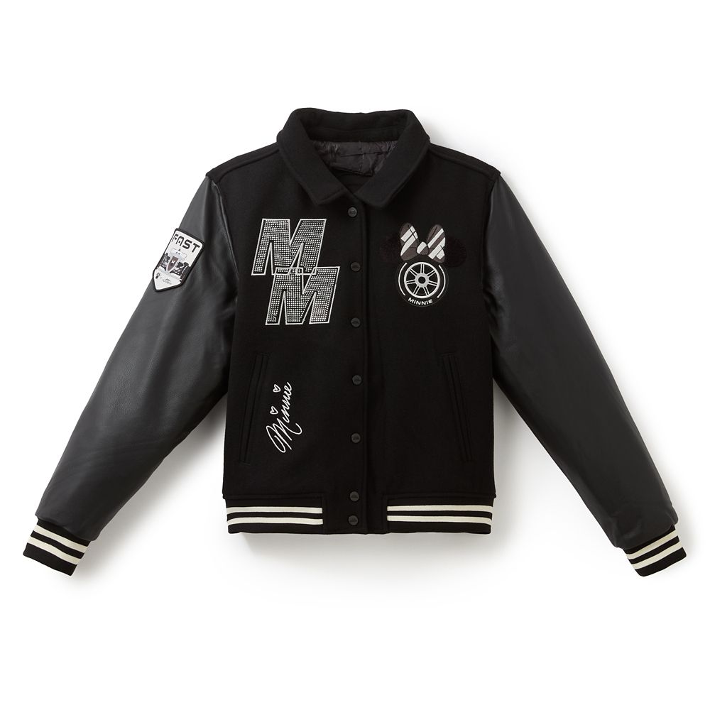 Disney x F1 ACADEMY&trade; Minnie Mouse Varsity Jacket for Women and Pins Set &ndash; D23: The Ultimate Disney Fan Event