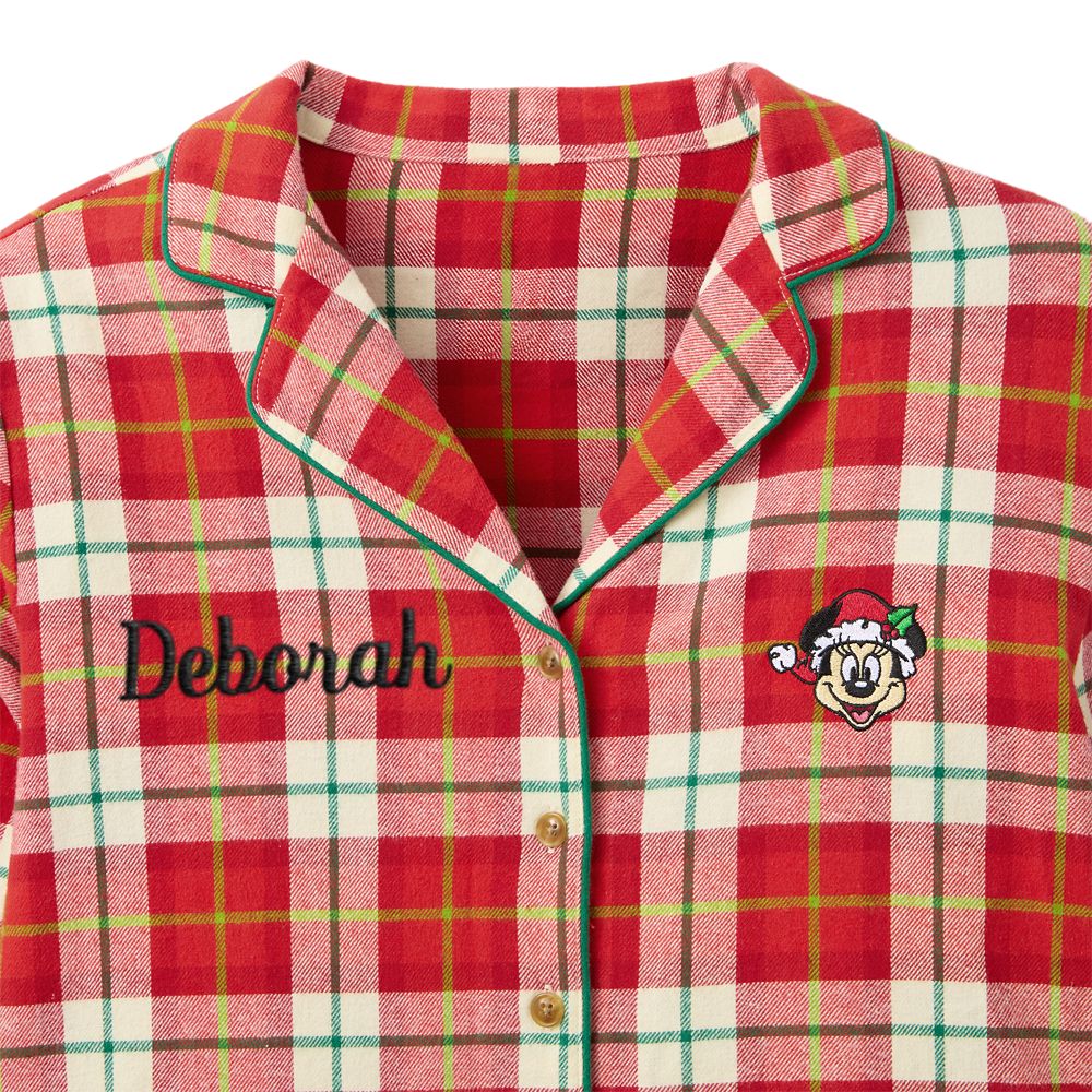 Santa Minnie Mouse Plaid Holiday Sleep Set for Women &ndash; Personalized
