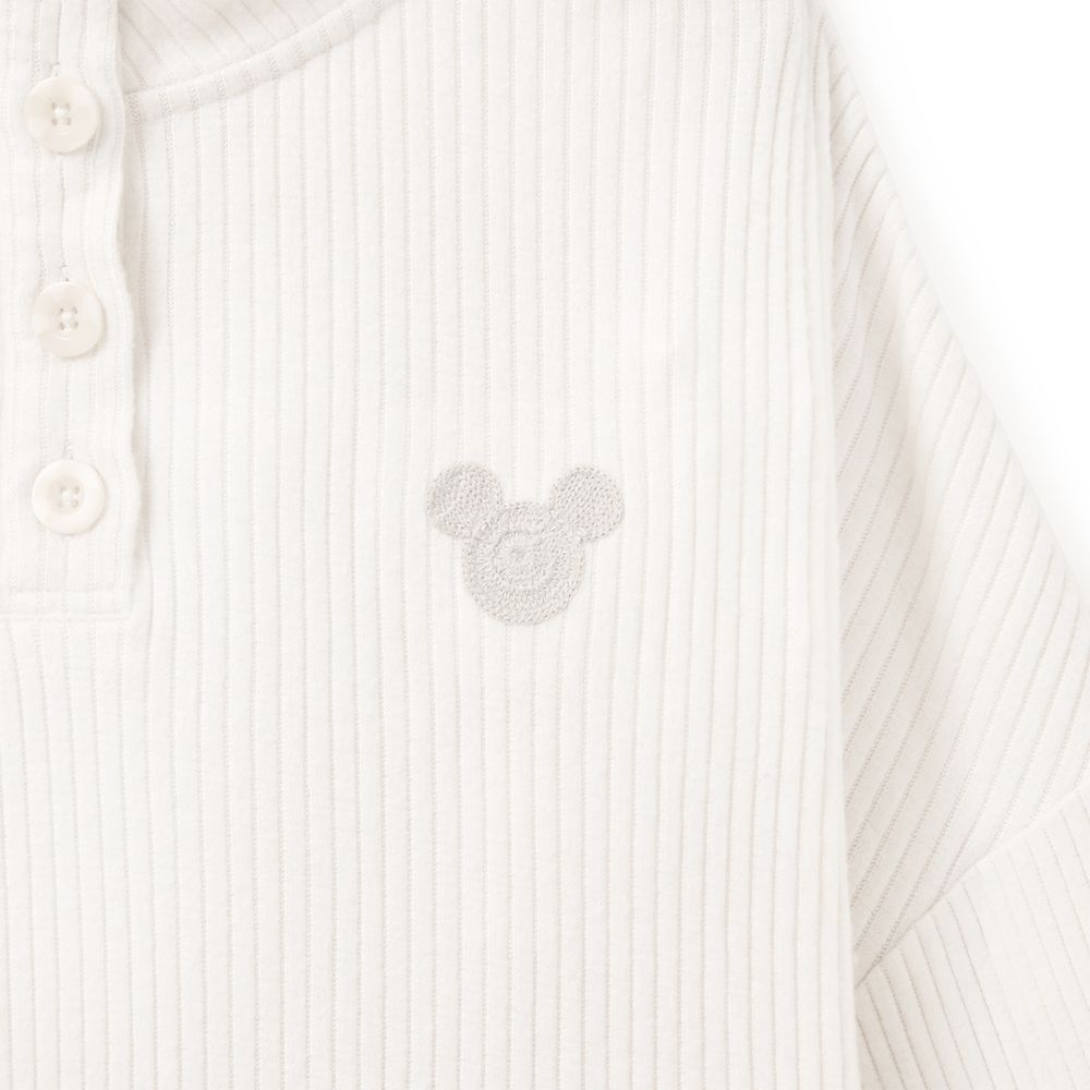 Mickey Mouse Icon 1/4 Button Down Long Sleeve Knit Top for Women
