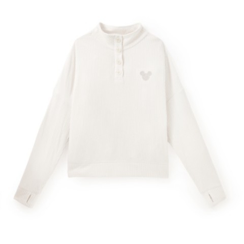Женские топы Disney Mickey Mouse Icon 1/4 Button Down Long Sleeve Knit Top for Women