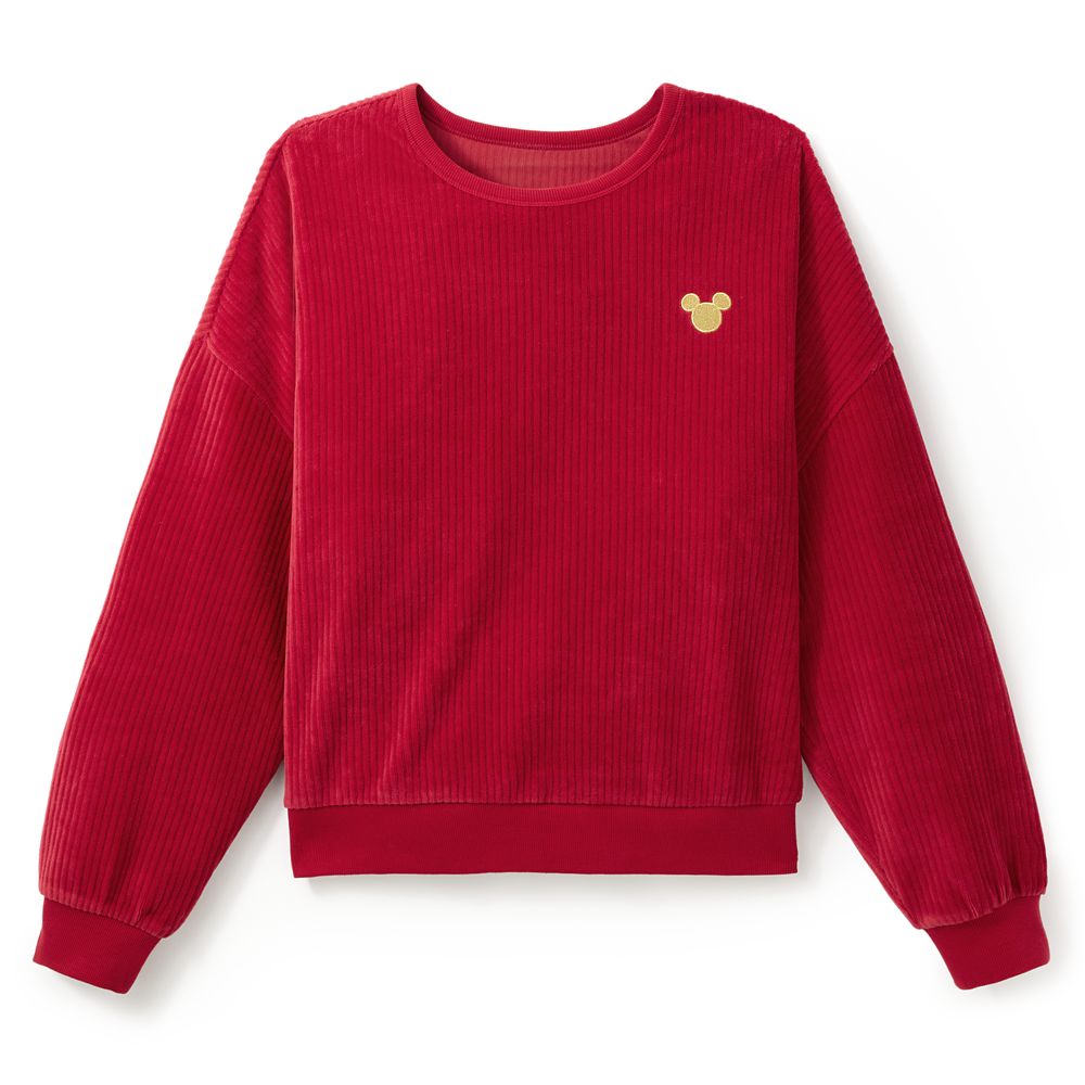 Mickey Mouse Icon Ribbed Velvet Pullover Sweatshirt for Women Red Official shopDisney