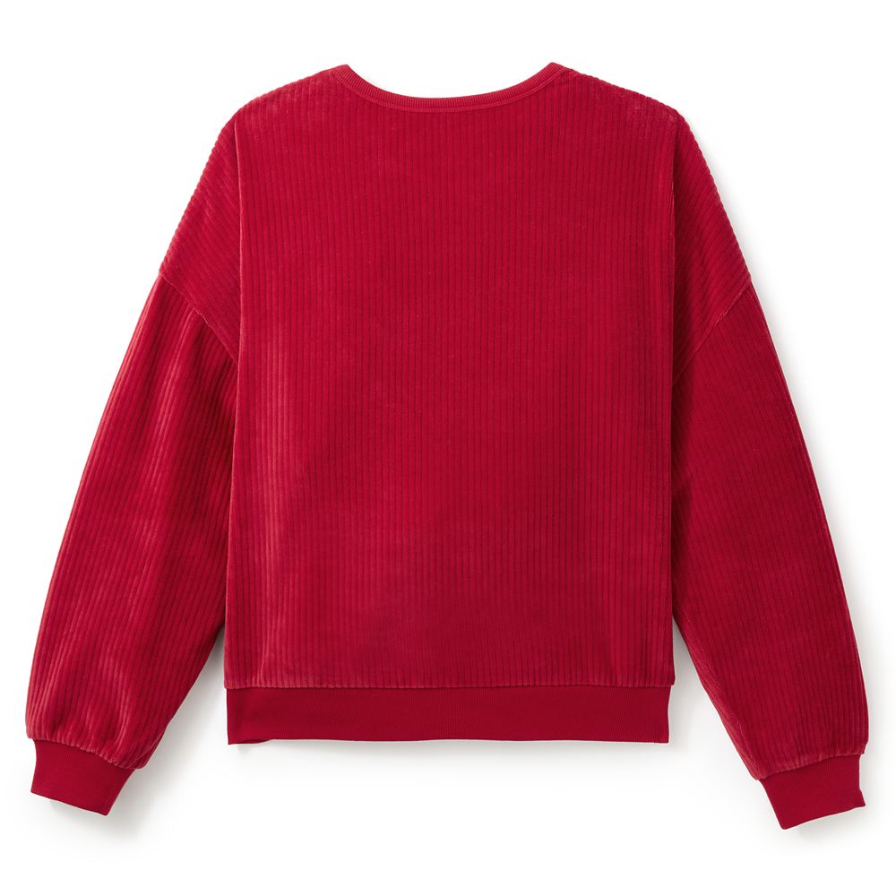 Mickey Mouse Icon Ribbed Velvet Pullover Sweatshirt for Women &ndash; Red
