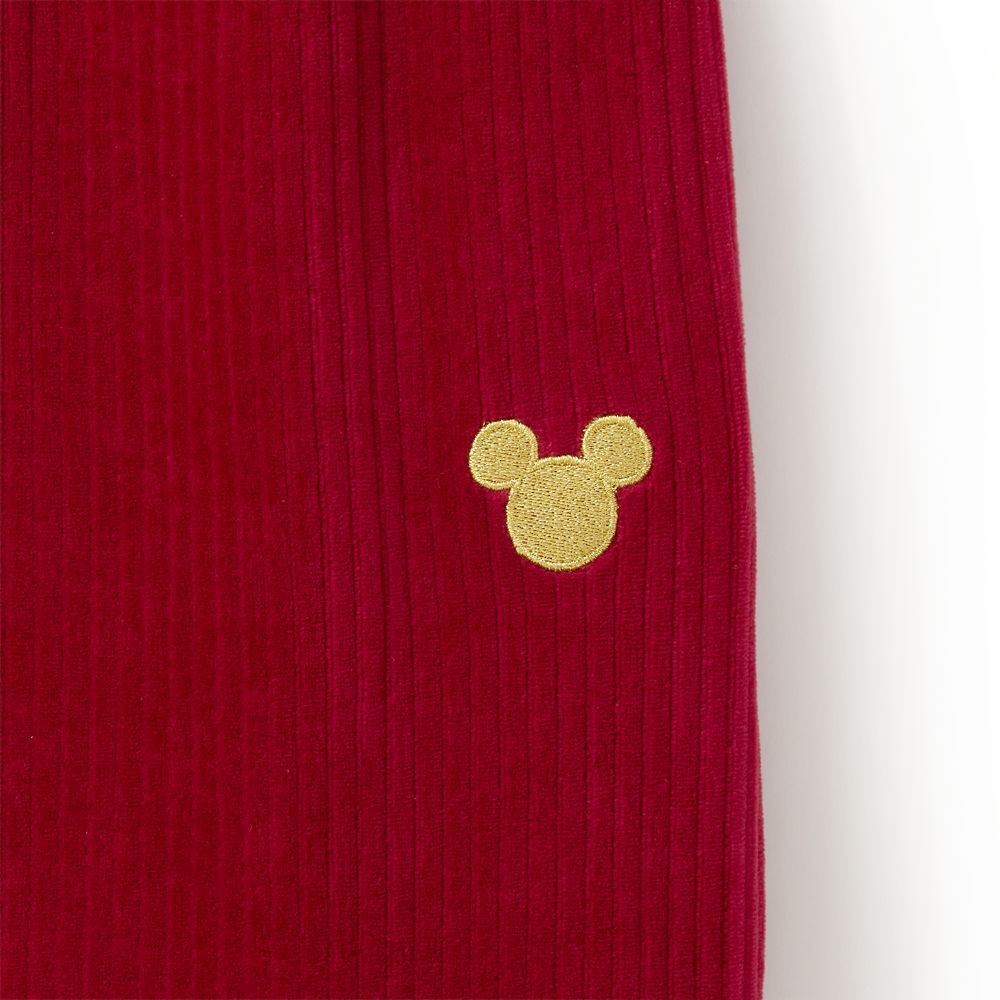 Mickey Mouse Icon Ribbed Velvet Pants for Women &ndash; Red