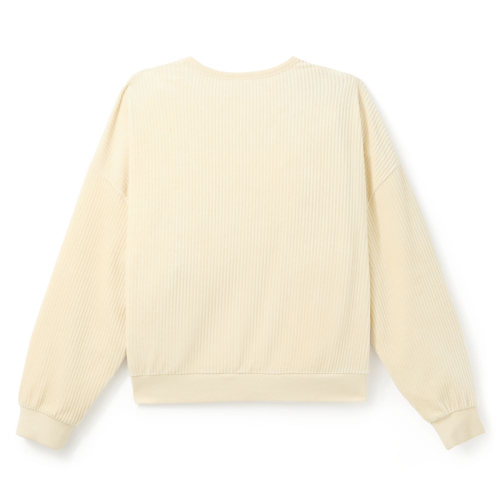Mickey Mouse Icon Ribbed Velvet Pullover Sweatshirt for Women &ndash; Cream
