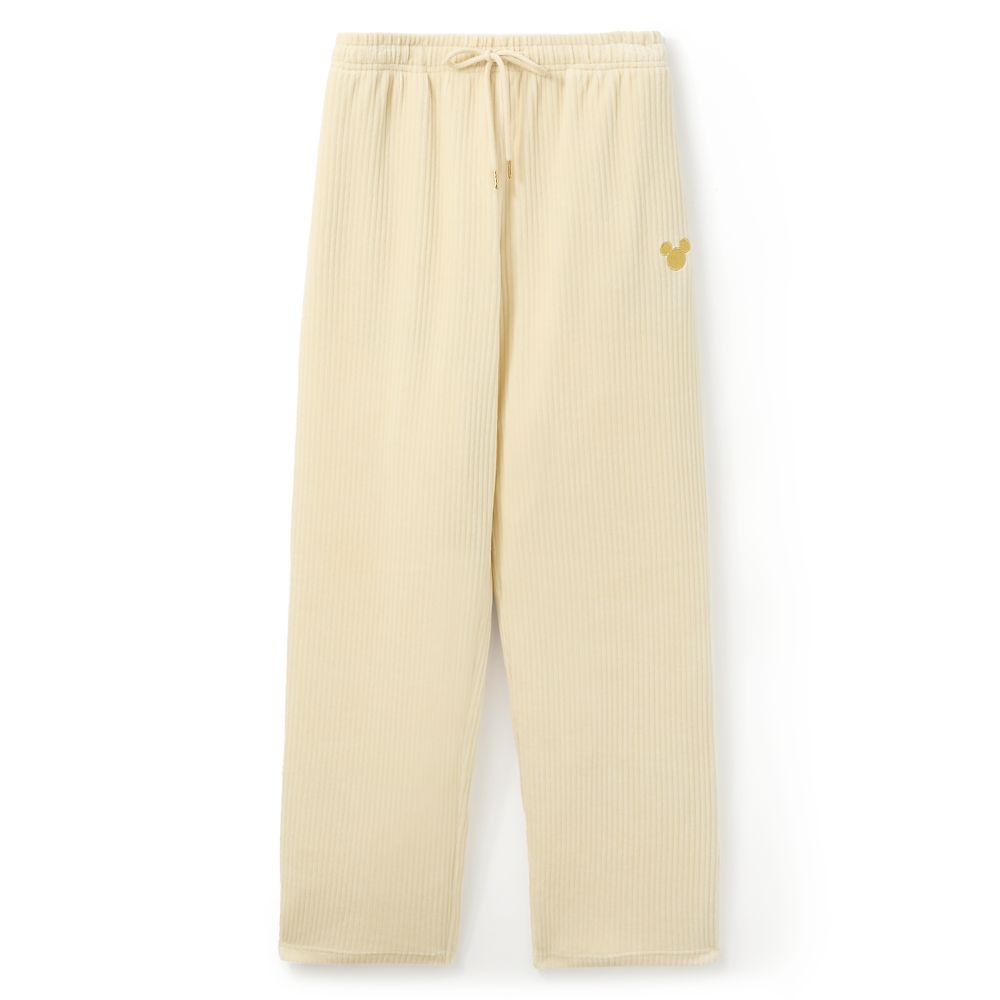 Mickey Mouse Icon Ribbed Velvet Pants for Women Cream Official shopDisney